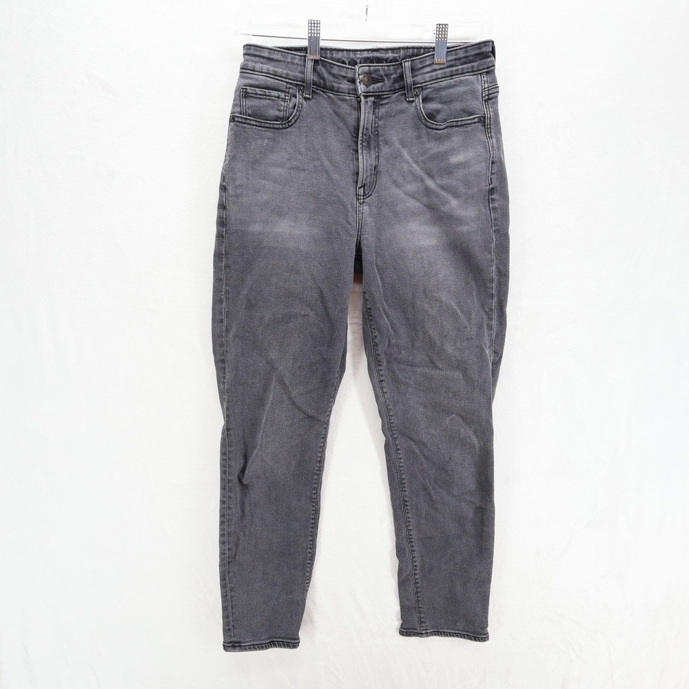 American Eagle Mom Jean Womens 4 Regular Gray High Rise Tapered Stretch Denim